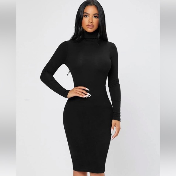SHEIN Solid Turtleneck Bodycon Dress NWT - Picture 6 of 7